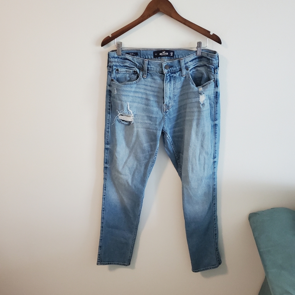 Hollister epix flex distressed dad jeans 32x30 medium wash zip button